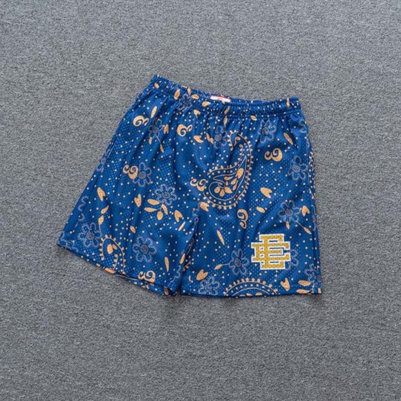 Eric Emanuelee Basic Logo Cashew Flowers Print Sport Shorts Blue